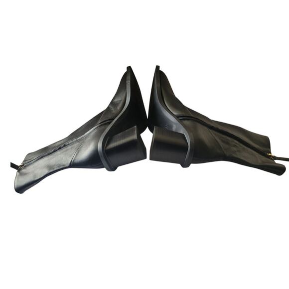 ZARA WOMAN LEATHER HIGH BLOCK HEEL ANKLE BOOTS BLACK - Made in Spain - Size 38 - Picture 6 of 9